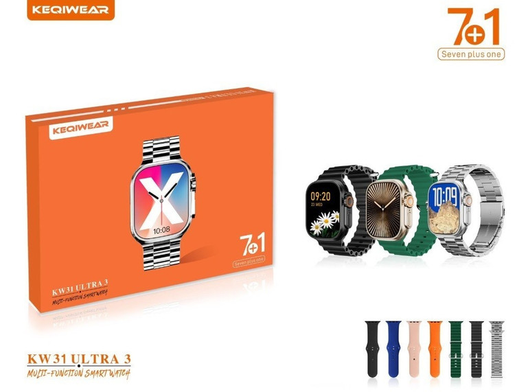 ساعت هوشمند KEQIWEAR مدل KW31 Ultra3 به همراه 7 بند / با گارانتی