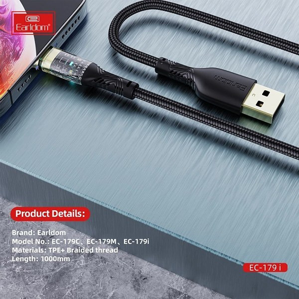 کابل شارژ USB به لایتنیگ الدروم مدل EC-179i طول 1 متر