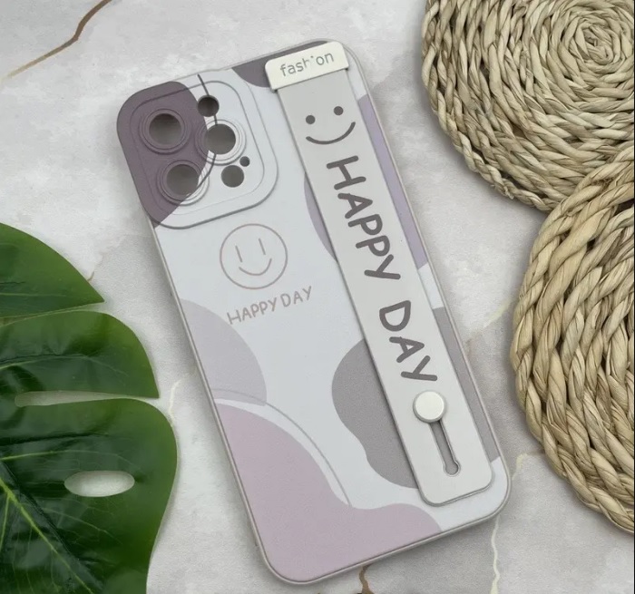 قاب گوشی iPhone 12 Pro آیفون دستبندی سیلیکونی فانتزی Fashion محافظ لنز دار طرح لاکچری HAPPY DAY